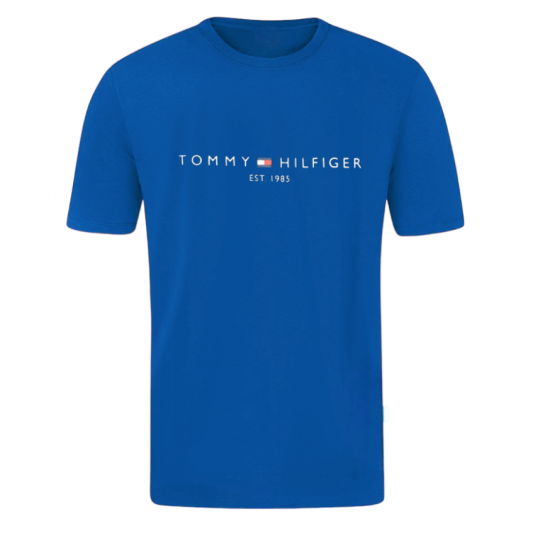 T-SHIRT 100% ΒΑΜΒΑΚΙ ΜΕ LOGO - ΜΠΛΕ ΡΟΥΑ - TOMMY HILFIGER EST 1985 T-SHIRT 100% ΒΑΜΒΑΚΙ ΜΕ LOGO - ΜΠΛΕ ΡΟΥΑ - TOMMY HILFIGER EST 1985